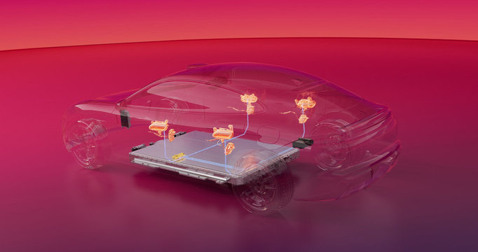 尚界 Z7 的电池渲染图，展示了车的电池安全