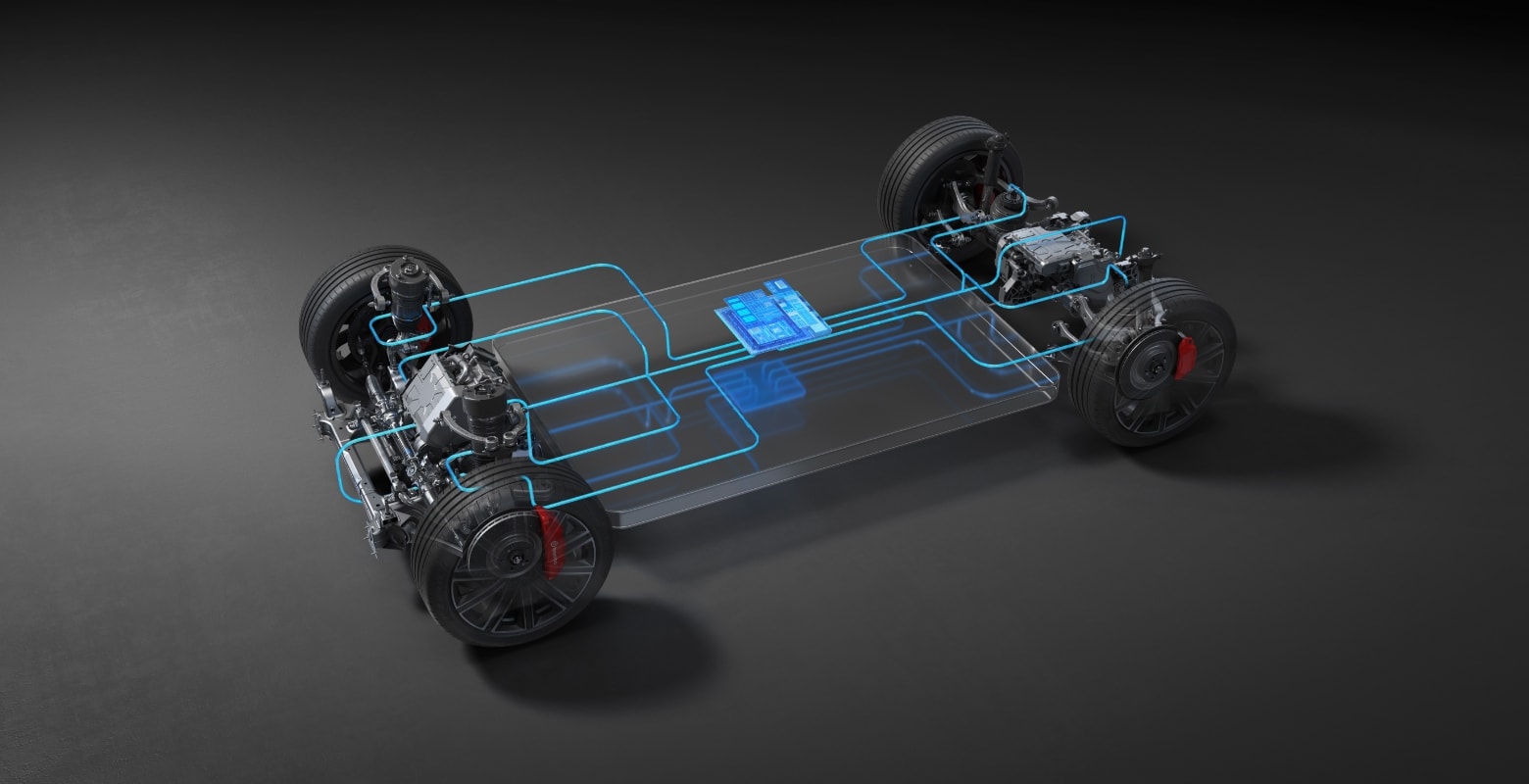 智界 R7 底盘结构图，展示了其自由的驾控性能
