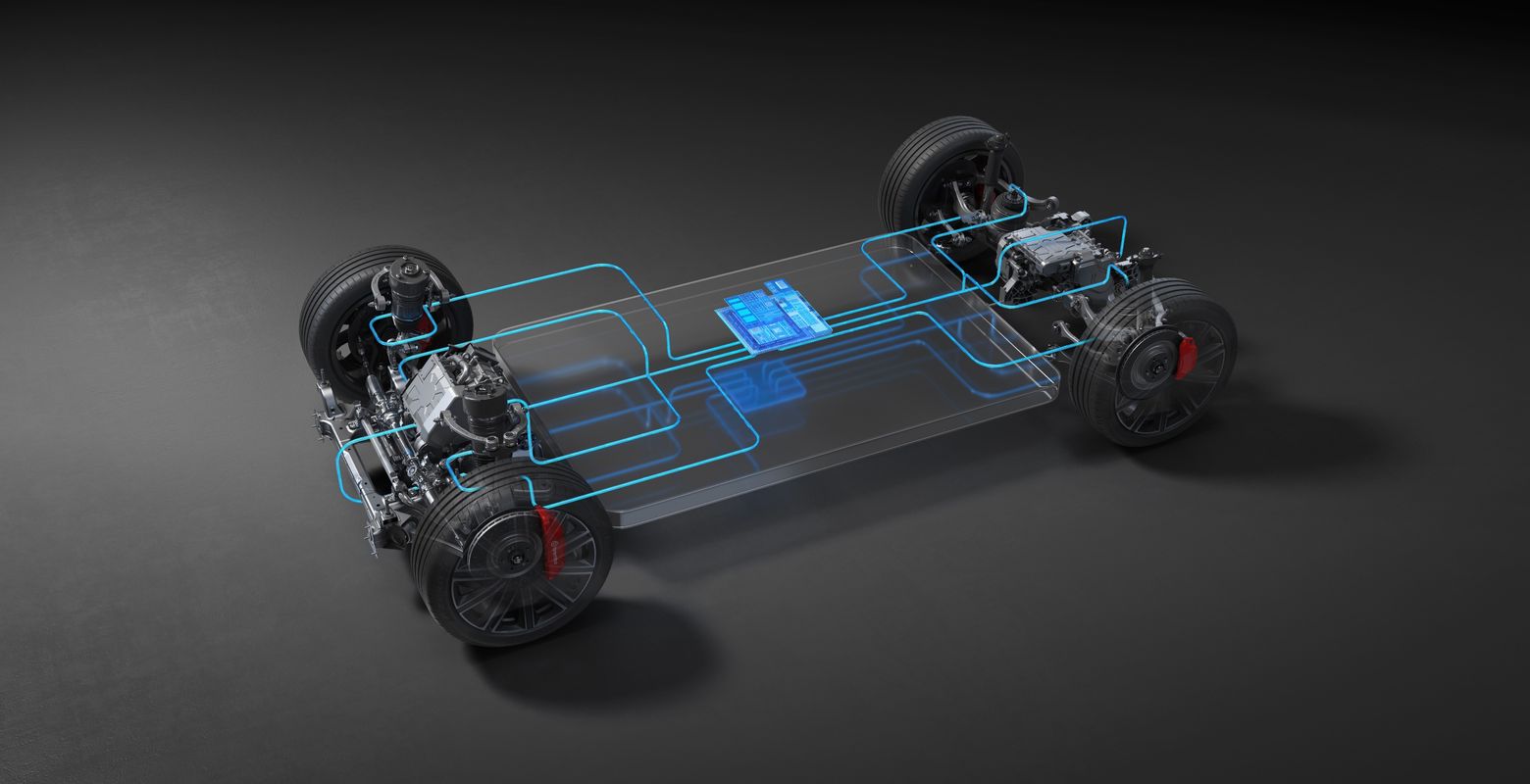 智界 R7 底盘结构图，展示了其自由的驾控性能